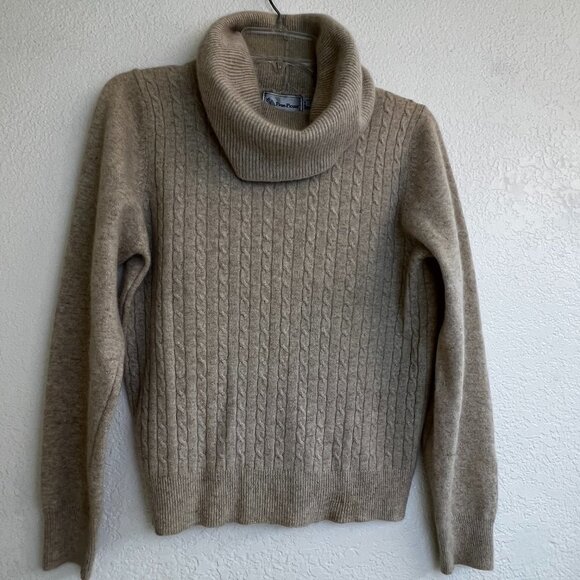 Vintage EVAN PICONE Wool Angora Blend Turtleneck Sweater Beige Size Large - Picture 1 of 7